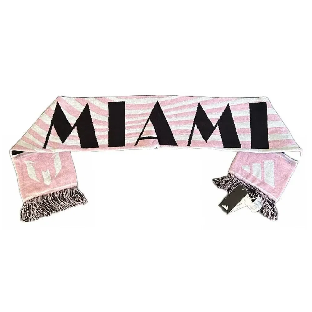 Adidas Lionel Messi 10 Inter Miami Soccer Club Pink Black White Scarf JJ4393 NWT
